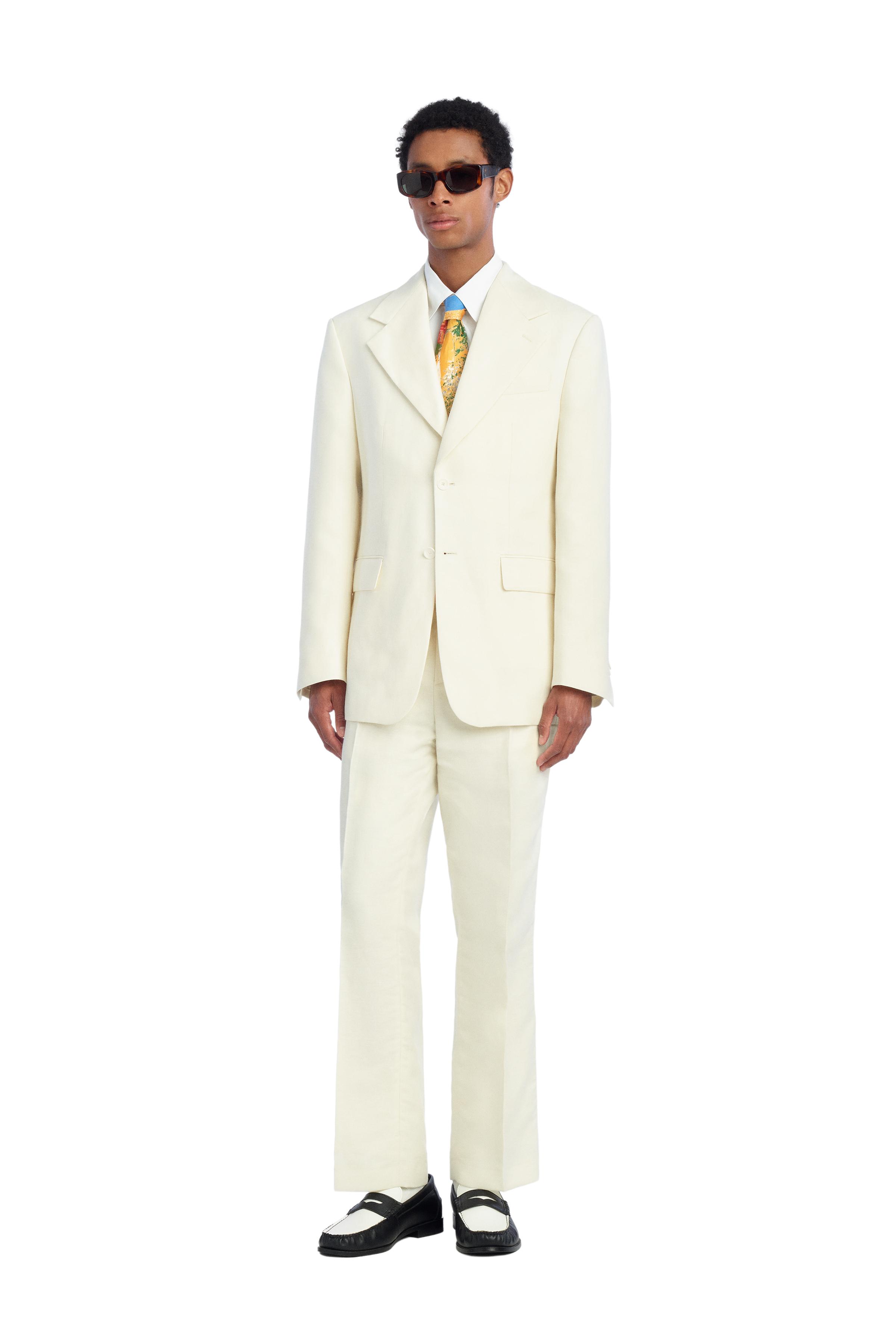 HERRINGBONE LINEN-WOOL RELAXED FIT SUIT PANTS
